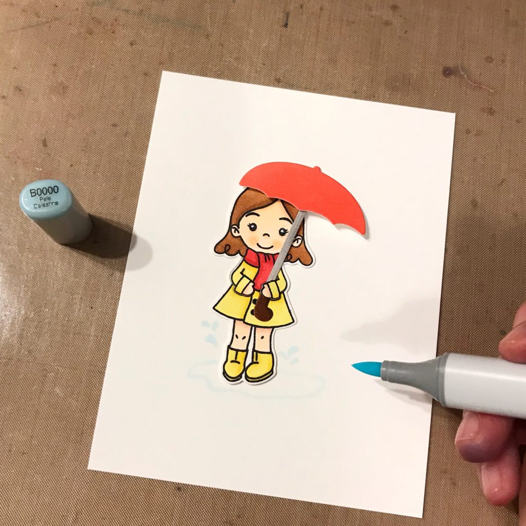 Drawing a simple puddle for the Trinity Stamps Seasonal Sweetheart.