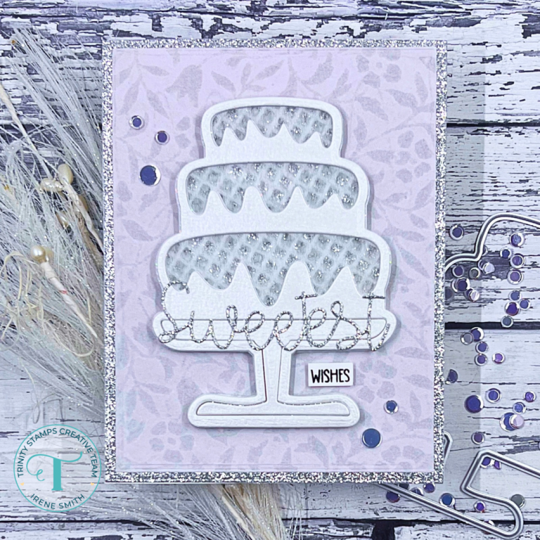 White on white wedding cake shaker card
