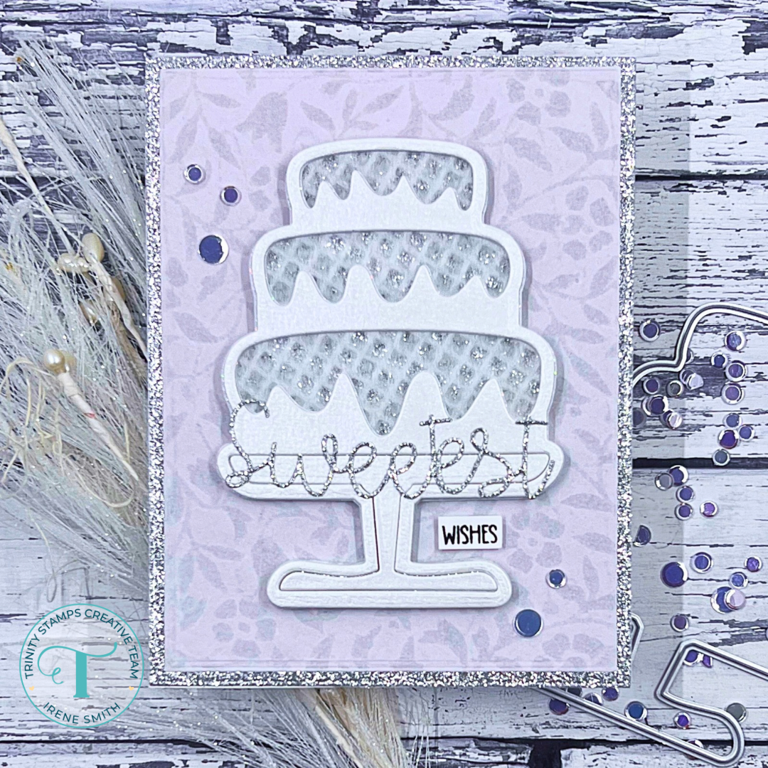 White on white wedding cake shaker card