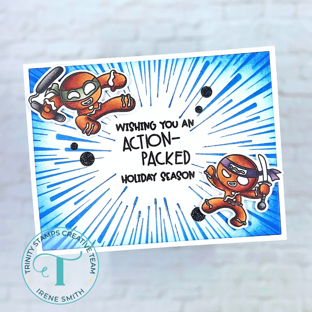 Ninja-Bread Men Duking It Out On a Cheerful Action-Packed Holiday Card